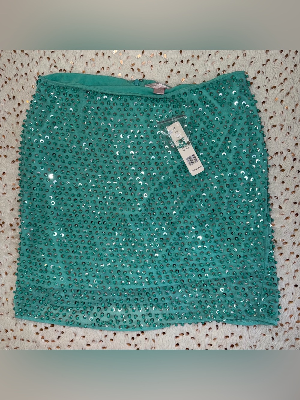Romeo & Juliet Couture Teal Sequin Mini Skirt